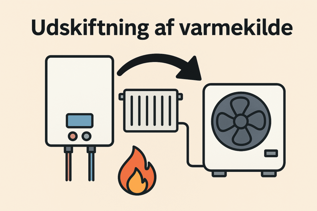 udskiftning af varmekilde