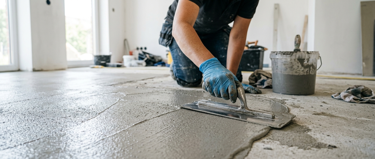 Påføring af microcement på gulv