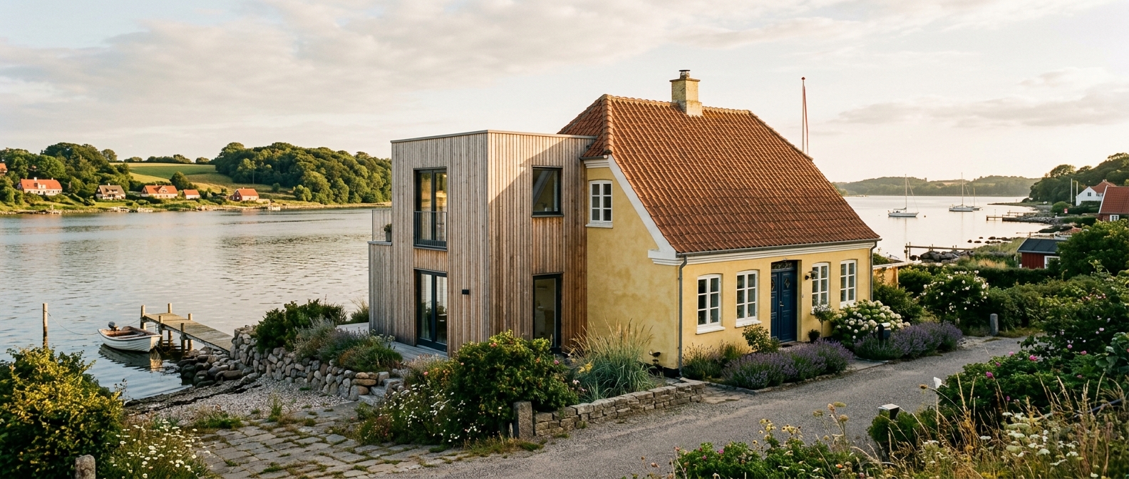 Tilbygning til bevaringsværdigt hus i Assens ved Lillebælt